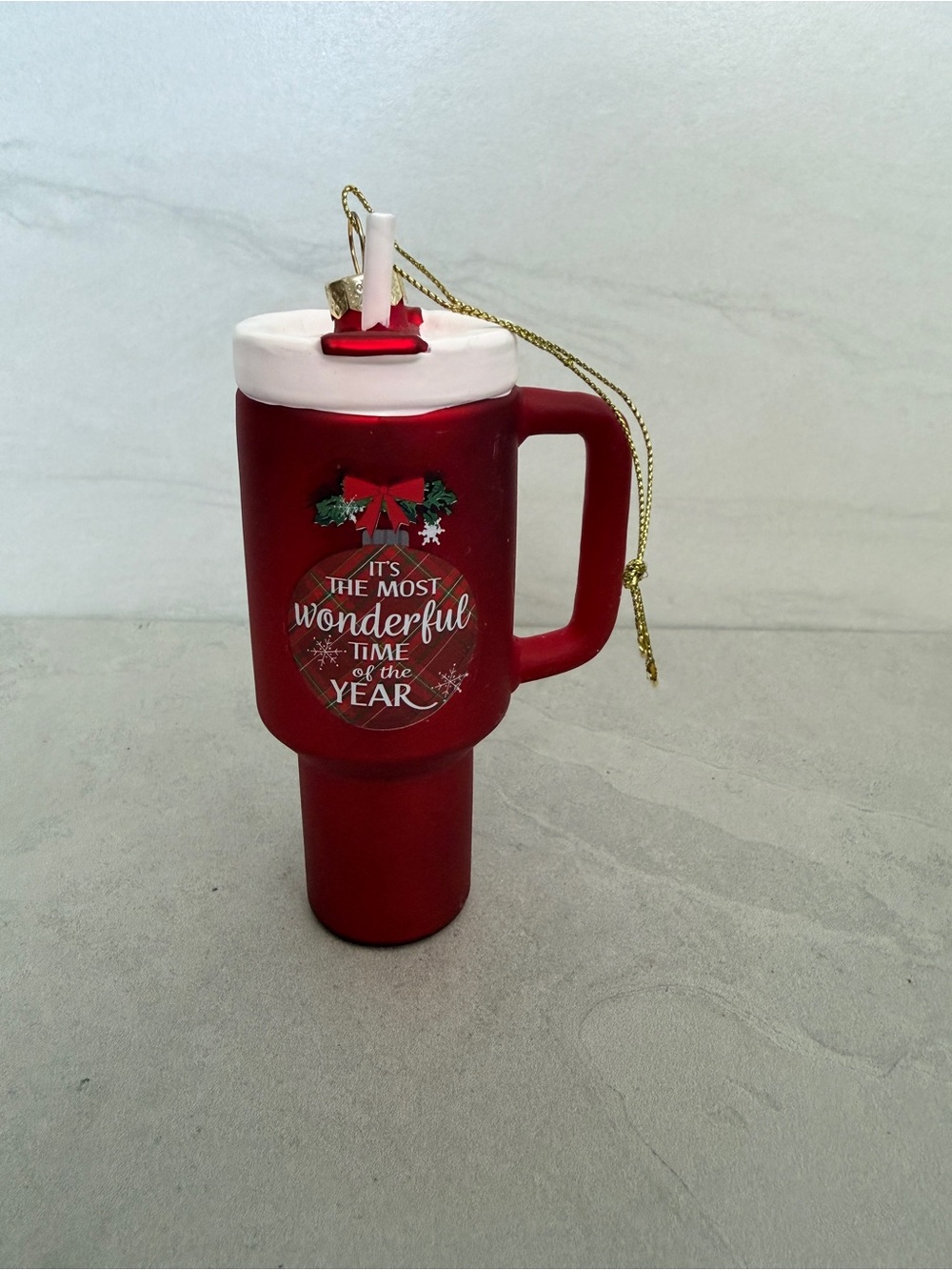 Holiday Coffee Mug Tumbler Glass Christmas Ornament Stanley Like